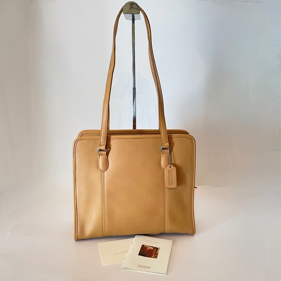 Vintage Coach Classic Compartment Tote Leather Shoulder Bag 9872 Camel USA - Picture 11 of 16